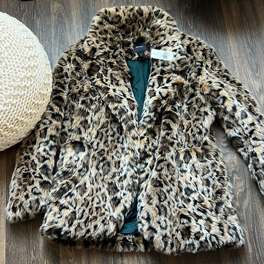 Smythe Leopard Faux Fur Coat in Tan and Black